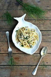 Spaghetti con sarde e cime di finocchio