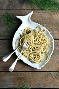 Spaghetti con sarde e cime di finocchio