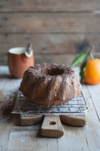 Torta con scaglie di cioccolato e arancia