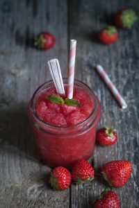 homemade granita strawberries and elderflower