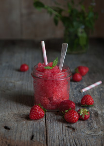 homemade granita strawberries and elderflower
